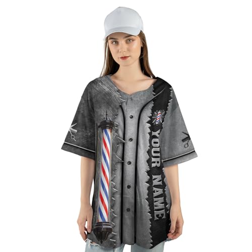 Custom Barbershop Baseball Jersey for Men – Personalized Barber Smock Shirt, Camisas Profesionales Chaqueta Hair Stylist miniatura 2