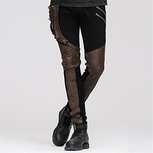 Casual Pants for Men Punk Patchwork Straight Trousers with Pocket2