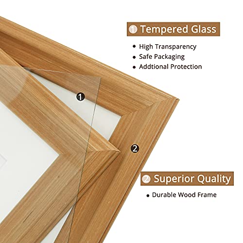Graduationmall 11X14 Wood Picture Frames,Display Photos 8X10 With Mat Or 11X14 Without Mat,Real Glass,Wall Or Tabletop Display,Rustic Oak Set Of 2 #TOP3