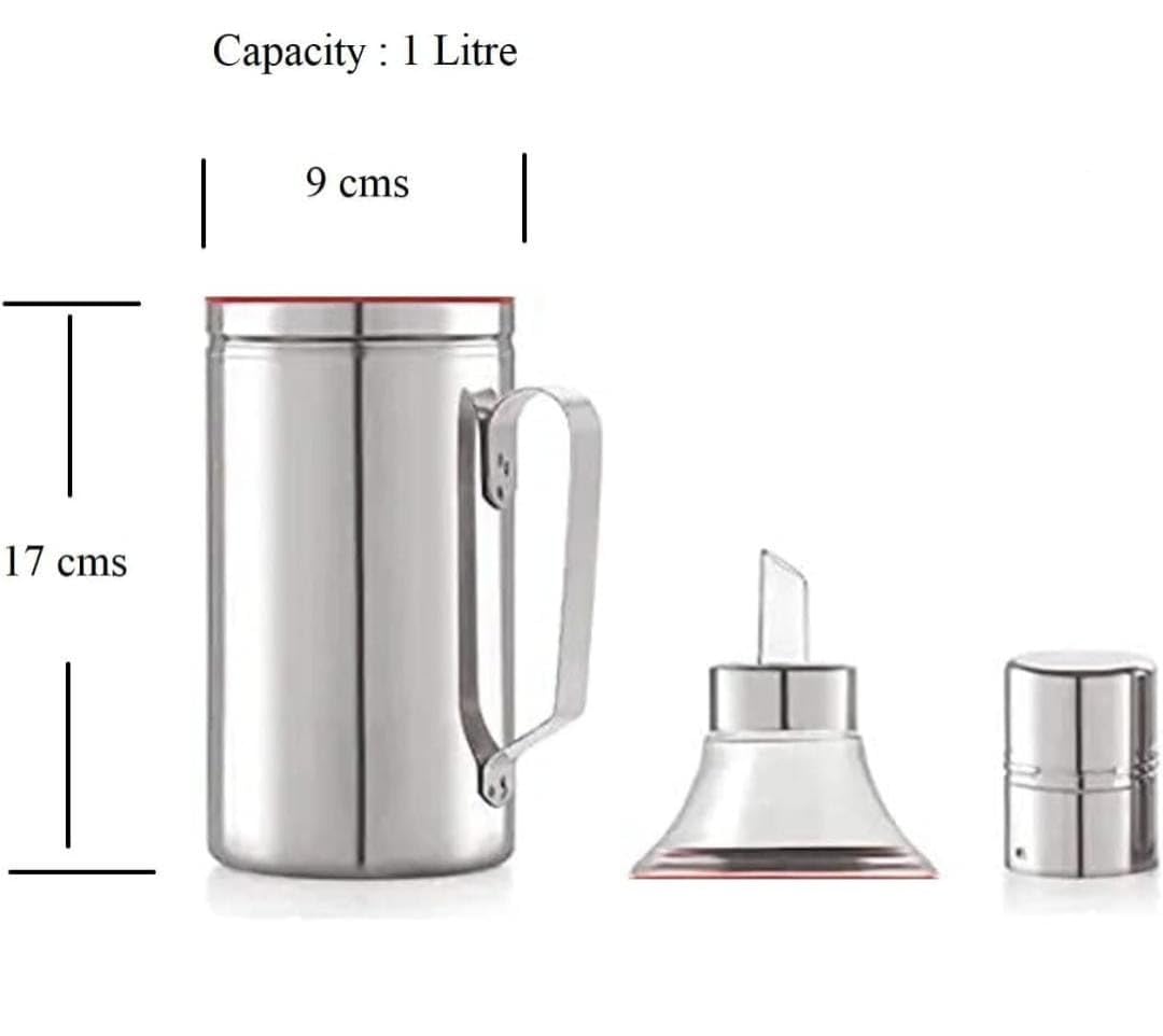 INKULTURE Stainless Steel Oil Dispenser with Nozzle 1 Litre (1000 ml) (Model No.01/01 piece) - Image 2 thumbnail