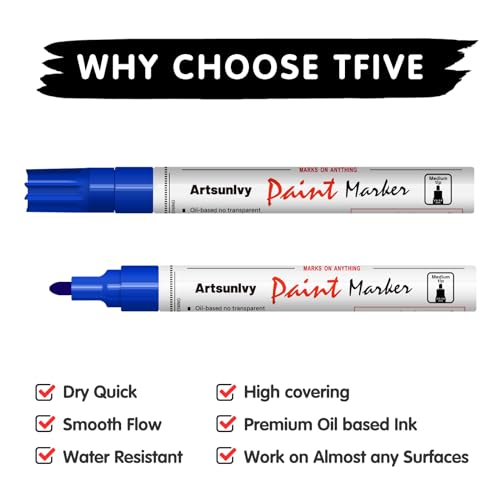 Artsunlvy 2PM Blue Paint Pens Permanent Markers - 2 Pack Oil Based Quick Dry Waterproof Markers For Tire thumb #5