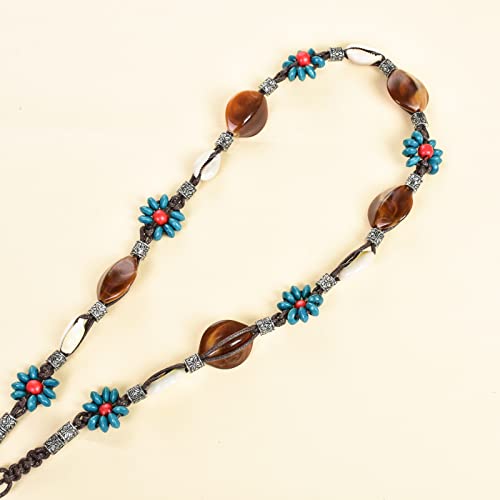 Iluvatar Women's Tassel Knotted Belt Thin Belt Women's Bohemian Style Cross Knotted Hand Woven Belt Wooden Beads Knotted Waist Rope #TOP6