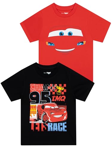 Disney Camiseta Cars Rayo Mcqueen Ropa Niño | Coches Camiseta | Pack Camisetas Niño | Rojo | 5 6 Años
