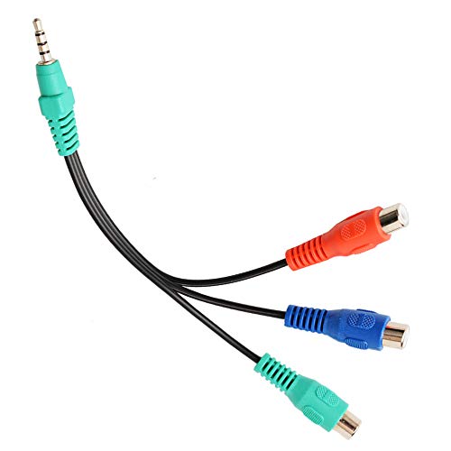 RCA Component Video Cable, 3.5mm Stereo Male to 3 RCA Female RGB Adapter CBF Signal Cable for Samsung, LG LED TV by QUEENTI