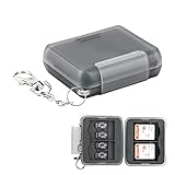 PROfezzion 4枚 SDカード ケース microsd ケース [ SDカード *4枚＋ マイクロsdカード *8枚] SDメモリー カードケース SDXCカード SDHCカード 保存 防水 防塵 クッション素材 耐衝撃 携帯便利 カラビナ 付き グレー