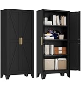 Gabinete de despensa de metal de 61 pulgadas de alto, gabinetes de almacenamiento de despensa de cocina con 2 puertas de granero y adj...