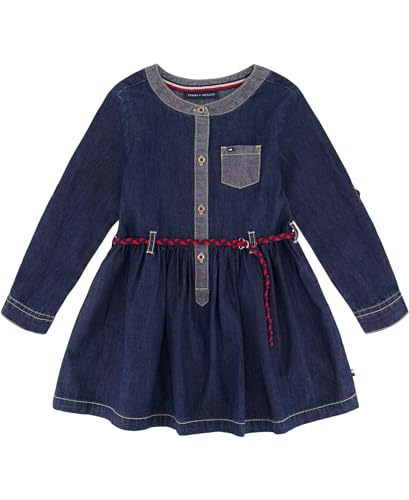 Tommy Hilfiger Girls' One Size Denim Dress, Everyday Casual Wear with Signature Logo, Comfortable & Stylish Fit