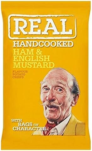 Real Handcooked Ham & English Mustard Flavour Potato Crisps 50g x Case of 18