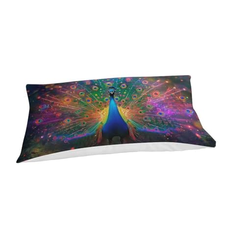 Housse de couette paon 3D 135x200 cm avec 2 taies d'oreiller en microfibre - 3