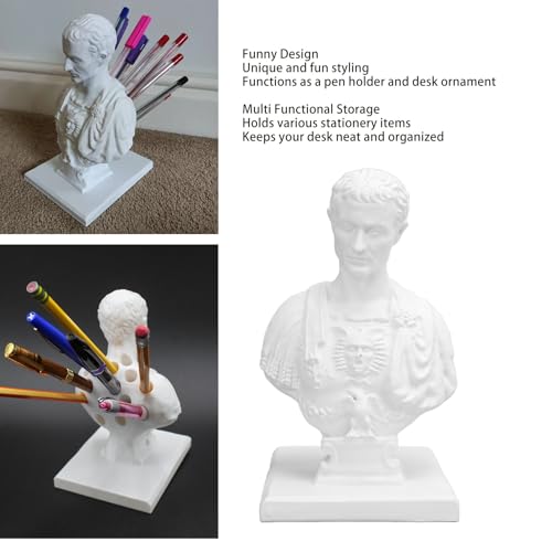 Statue buste porte-stylo en résine avec 11 emplacements pour bureau