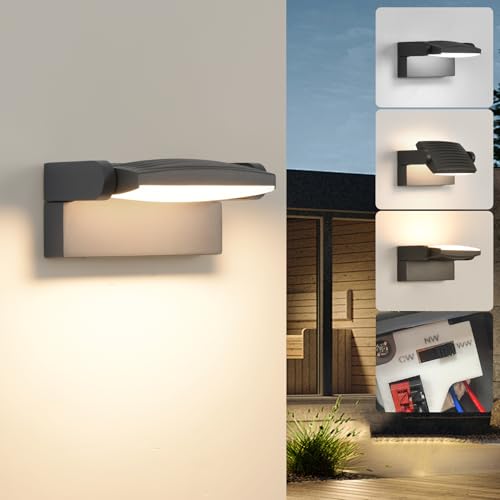 SANSHI Außenlampe 12W LED,3000K 4000K 6500K Wandleuchte Innen...