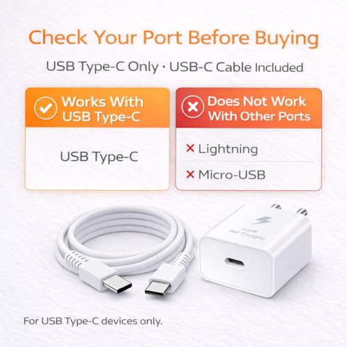 Image of 25W Charger for Samsung with Type C Cable | Super Fast Charging for Galaxy S26 /S25 Ultra, S24 FE, A56 /A36, M15 5G /M17 /M55, F15 /F55 /Z Fold & S /A /M /F /Z Series - BIS Certified
