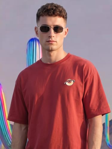 Image of Veirdo Men Bold Front & Back Printed Oversized Fit T-Shirt for Men, Cotton Fabric, Drop-Shoulder Streetwear Casual Graphic Tee, Stylish & Comfortable (OS VD APX SW S)