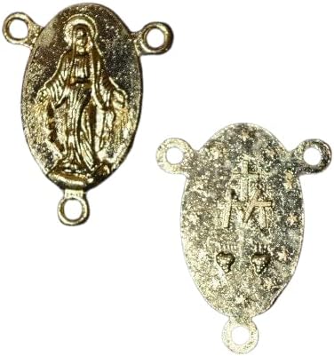 Medalla religiosa chapada en oro del conector del rosario