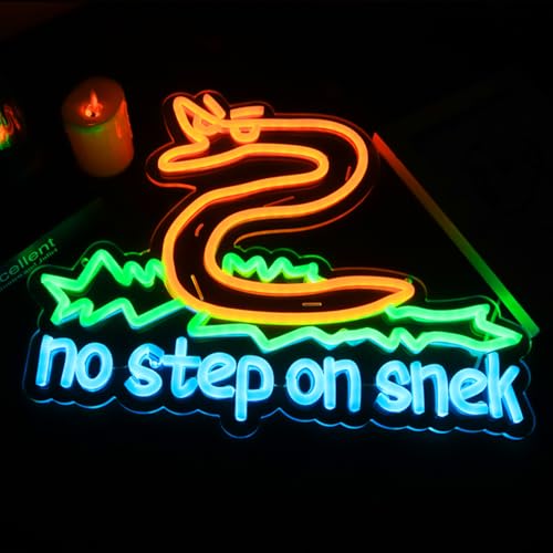 Image of No Step on Snak Neon Sign Funny Man Cave Don't Step on Snek Wall Decor for Room Teen Girls Indoor Outdoor Party Bedroom and College Dorm Wall Decor Neon Gifts