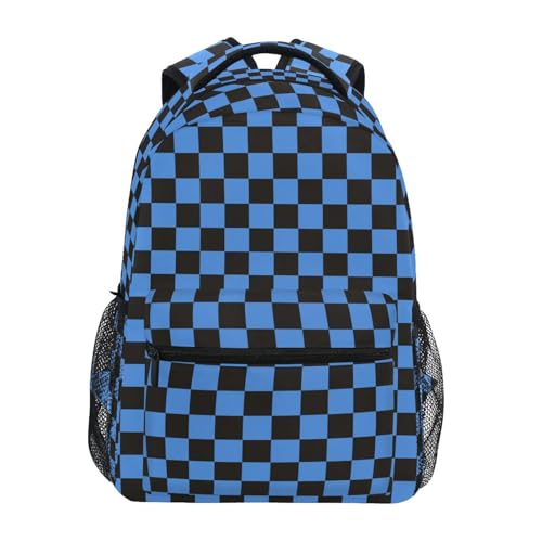 Backpack for Girls Boys, Teenager Bookbag College Rucksack Travel Daypack School Bag Kids Backpack Blue Black Checkered