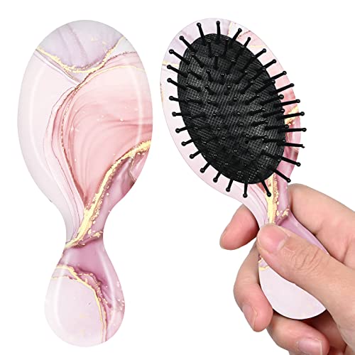 Small wet brush, mini brush, super soft, suitable for men, women and children of all hair types, good choice for travel gifts (Pink marble)