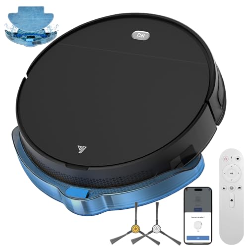 Yigars 2026 Robot Aspirapolvere Lavapavimenti 2in1 Spazza, Aspira, Robot Aspirapolvere con Fino a 4500Pa 7,8cm Ultra Sottile App/Alexa Ideale per Pulizia Domestica/Peli Animali-Nero