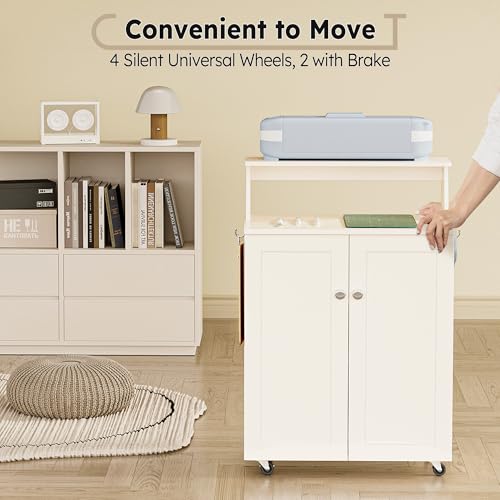 Craft Organizer Cart & Storage Cabinet, Crafit Rolling Storage Organizer with Vinyl Roll Holder for Craft Room Home Organization