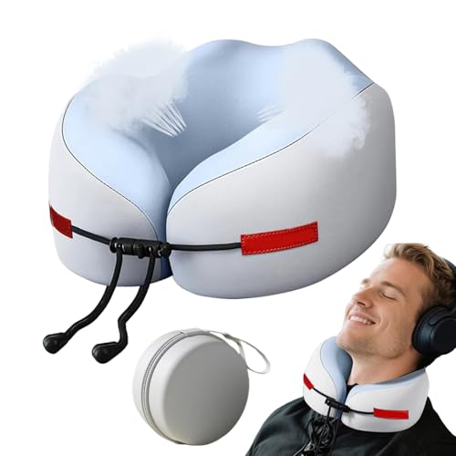 Almohada de viaje - Cómoda almohada de viaje para viajes, almohada de apoyo de espuma de memoria para niños y adultos en vuelos de larga distancia, tren, coche, viaje por carretera y en