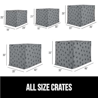 GORILLA GRIP Dog Crate Covers compatible with Amazon Basics Dog Crates, All Sides Open, Privacy Cover Fits 42" Wire Kennel, Breathable Mesh Windows, Light Reducing Puppy Training Cage Topper, Gray Paw