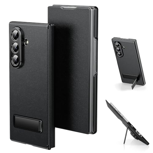 Image of for Samsung Galaxy Z Fold 8 Ultra Magnetic Flip Folding Case, Multi-Angle Bracket, High Classy Luxurious Business Leather, Full Body Hinge Protective Slim Cover.(Black)