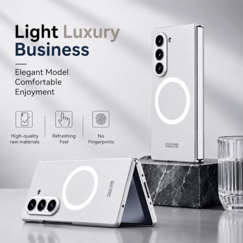 Image of TechTrendz Magnetic Cover [Compatible with MagSafe] for Samsung Galaxy Z Fold 8 Ultra Case Slim Hard PC + Tempered Glass Protective Phone Case for Galaxy Z fold 8 Ultra Back Cover - Silver