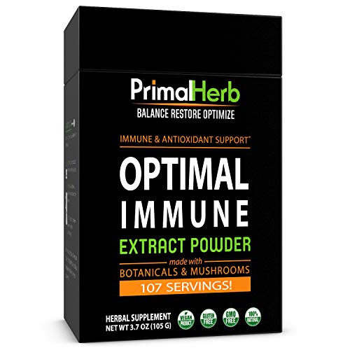 Immune & Wellness Support Formula | by Primal Herb | Super Antioxidant | Medicinal Mushrooms & Herbal Extract Powder - 96 Servings - Includes Bamboo Spoon