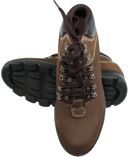 Calden Men's Invisible Height Increasing Elevator Shoes - Nubuck Khaki Brown Leather Lace-up Casual Work Boots - 3 Inches Taller - K228112 - Size 7.5 D(M) US4