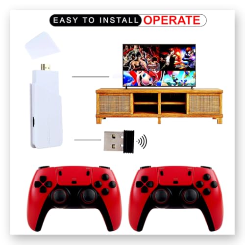 Image of Monex Stationary Wireless Retro Game Console Stick with 2 Controllers, 4K HDMI Gaming Console for TV, 10000+ Built-in Classic Games, Plug & Play, Dual Player Retro Video Game System