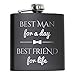 Pixelstudio Trauzeugen Flachmann Best Man for A Day, Best Friend for Life in Schwarz. Mit Gravur. Als Geschenk für den Besten Trauzeugen und Groomsmen