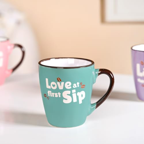 Image of Nestasia Ceramic Coffee Mugs Set of 4 (210ml Each) - Quirky Quotes Tea & Coffee Cups with Glossy Finish | Microwave & Dishwasher Safe Cups - Ideal for Gifting