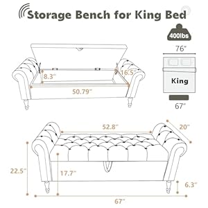 Storage Bench for Bedroom End of Bed, 67'' Storage Bench for King Size Bed, Upholstered Tufted Storage Ottoman Benches with Arms for Living Room Entryway,Velvet Black Storage Bench for Bedroom End of Bed 67 Storage Bench for King Size Bed Upholstered Tufted Storage Ottoman Benches with Arms for Living Room EntrywayVelvet Black