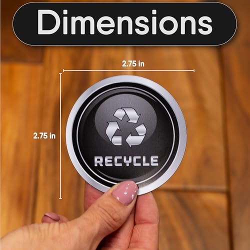 Trash-Recycle-and-Compost-Magnets-for-Kitchen-Cans-and-Recycling-Bins-Dual-Trash-and-Recycle-Magnet-for-Garbage-Cans-6-Silver-Round-Magnetic-Sticker-275-x-275-Inch-Home-Outdoor-Waste-Bin