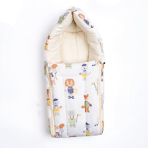haus & kinder 3 in 1 Baby Sleeping Bag & Carry Nest | Cotton Bedding Set for Infants & New Born Baby | Portable/Travel & Skin Friendly | 0-6 Months (Jungle Party) haus & kinder 3 in 1 Baby Sleeping Bag & Carry Nest | Cotton Bedding Set for Infants & New Born Baby | Portable/Travel & Skin Friendly | 0-6 Months (Jungle Party)