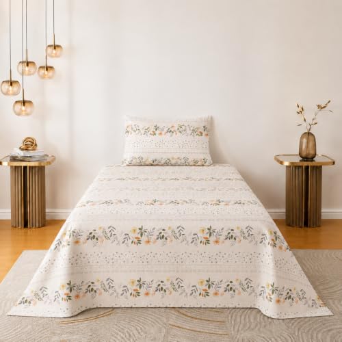Image of Amazon Brand - Umi Trendy Single Bed Sheet Set | Pure Cotton 160 TC | 60X90 Inches | Pillow Cover 17X27 | Elegant Home & Hostel Bedsheet