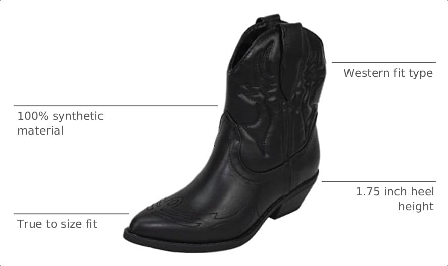 Image of Soda Women Cowgirl Cowboy Western Stitched Ankle Boots Pointed Toe Short Booties Rigging-S (Wide Fit Available)