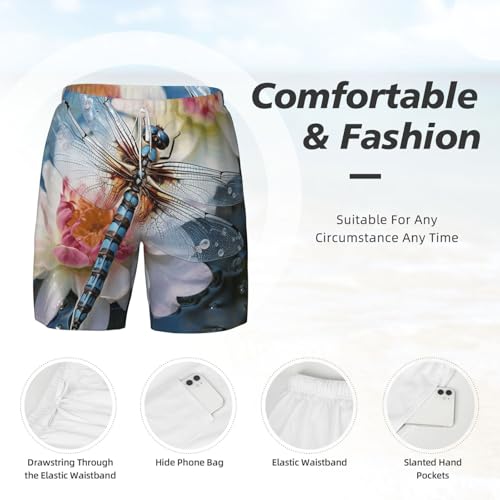 Men's Swim Trunks Quick Dry Board Shorts Dragonfly Beach Shorts with Pocket Bathing Suits for Men4