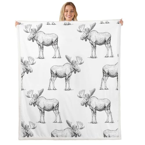 Image of Feelyou Moose Fleece Wild Animal Theme Sherpa Blanket 30 inchx40 inch
