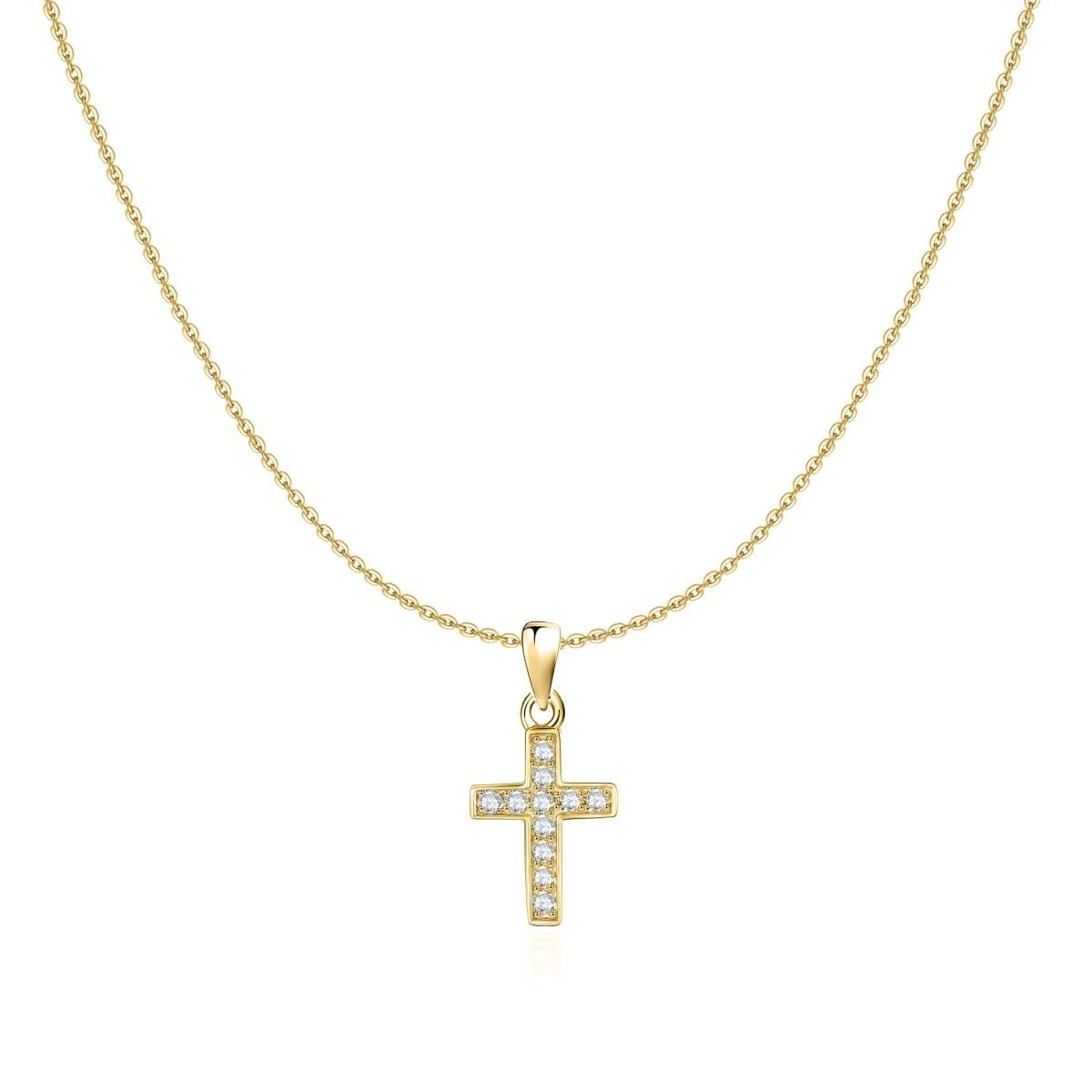MARLION JEWELS Colgante de mujer original con una fina cruz, adornada con circonitas brillantes. Cadena de plata para mujer, niña ideal para regalo del día de la madre, cumpleaños, aniversario. Joyeria mujeres
