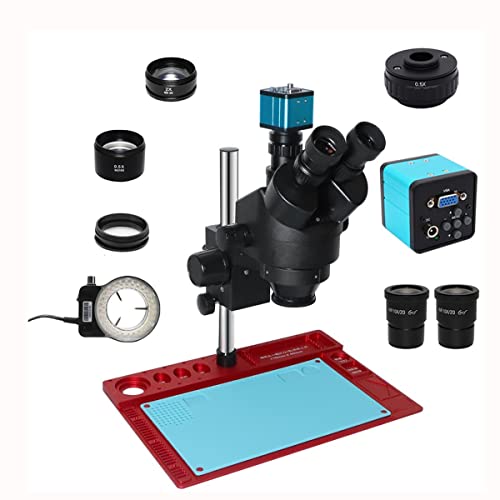 Lbg 3.5X-90X OዾY Microscopio Y[gH ̌ 56 LED Cgt C }Eg Y YA_v^[(VGA 0.5X C mount)