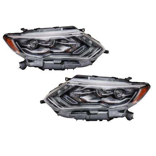 Image of TRQ 2 Piece Headlight Assembly Set LED Driver & Passenger Side Compatible with Nissan Rogue 2017-2018 NI2502256 NI2503256 260106FL6A 260606FL6A