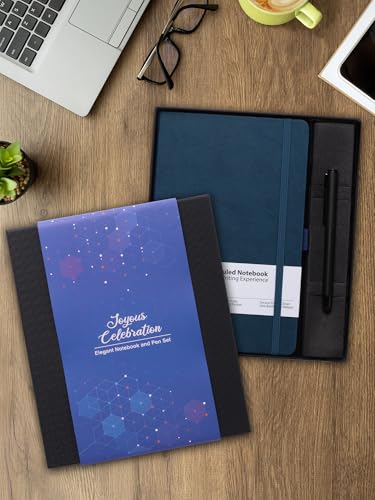 Image of DOODLE Undated Executive Gift Set | A5 192 Pages Vegan Leather Notebook + Stylish Pen with Stylus | All Packed in a Beautifully packaged in an Elegant Gift Box (Notable 1)