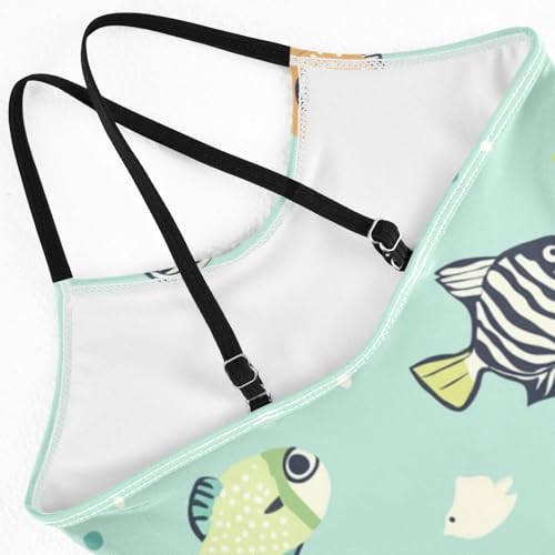 ZZKKO Tropical Fish Green Girls Swimsuit One Piece Bathing Suit for Baby Girls' Swimwear 3-10T4