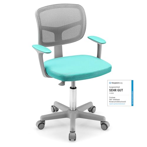 COSTWAY 360° Drehbarer Kinderschreibtischstuhl, 80-91,5 cm...