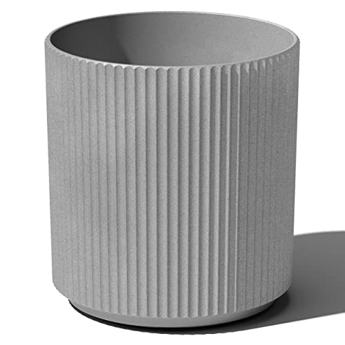 Image of Veradek Mason Series Demi Planter - Large Round Planter for Indoor or Outdoor Patio /Balcony | Made from Plastic & Concrete with Drainage Holes | Modern Decor for Flowers, Trees, Tall Plants