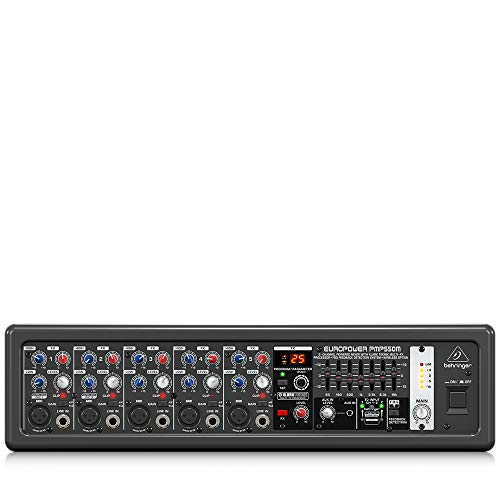 BEHRINGER, 5 PMP550M 500-Watt 5-Channel Powered Mixer with Klark Teknik Multi-Fx Processor FBQ