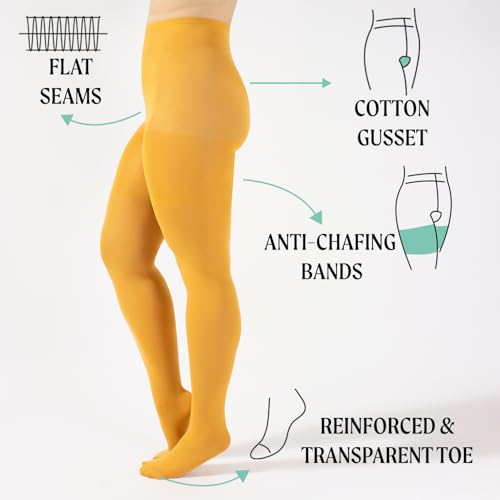 Image of CALZITALY Plus Sizes Anti-Chafing Opaque Tights | 60 DEN | L - 4XL | Black | Italian Hosiery