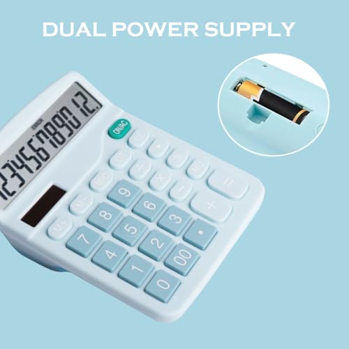 Calculadora de oficina de 12 dígitos con pantalla grande LCD azul Pack de 2 unidades dual 3