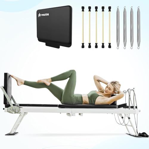 Pilates Reformer, PAETA Foldable Reformer Pilates Machine for Home Use, with Dual Resistance-...